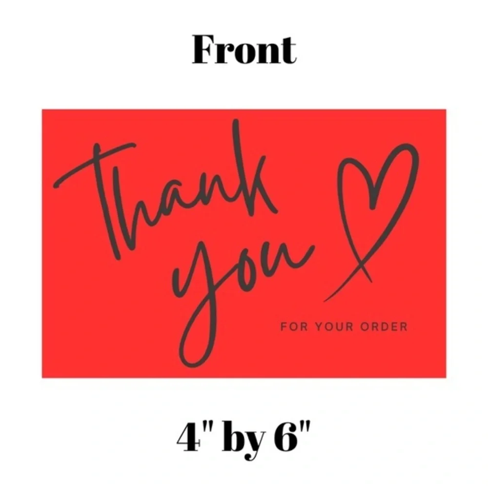 Set of 10 Bright Red Thank You Postcards